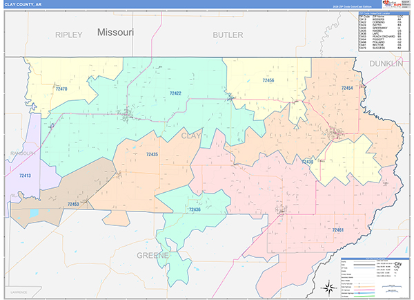 Clay County, AR Zip Code Map