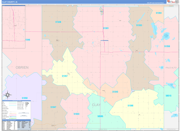 Clay County, IA Zip Code Map