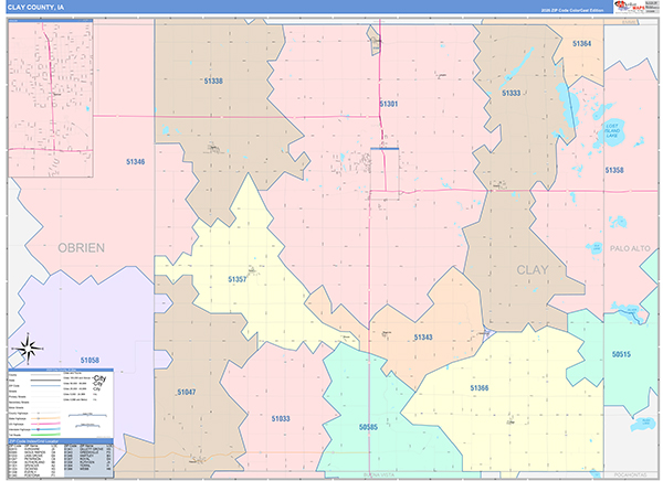 Clay County, IA Wall Map