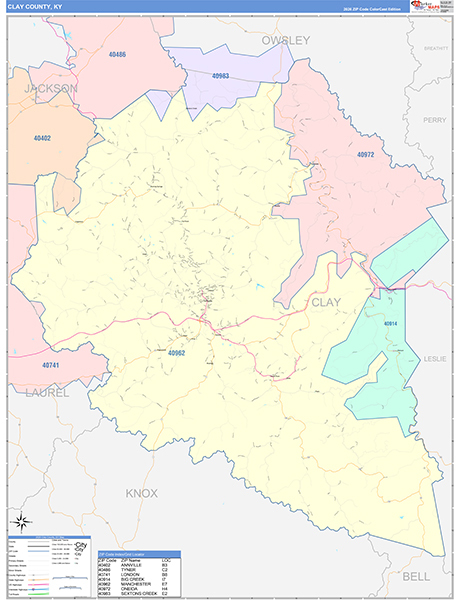 Clay County, KY Zip Code Map