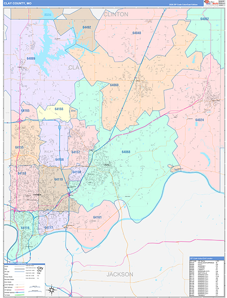 Clay County, MO Zip Code Map