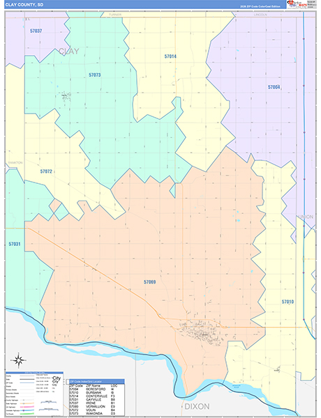Clay County, SD Wall Map