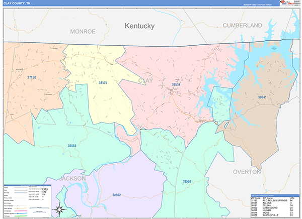 Clay County, TN Zip Code Map