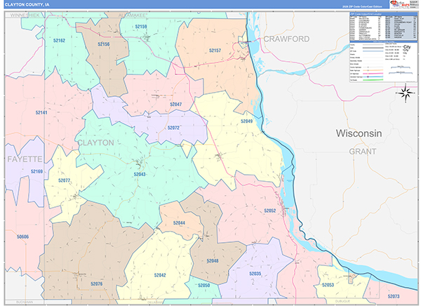 Clayton County, IA Zip Code Map