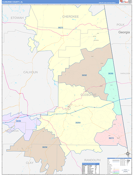 Cleburne County, AL Zip Code Map