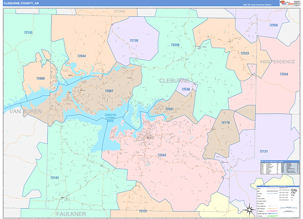 Cleburne County, AR Zip Code Map