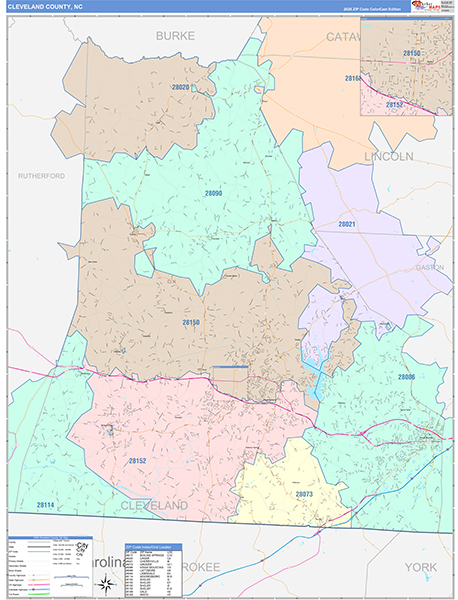 Cleveland County, NC Zip Code Map