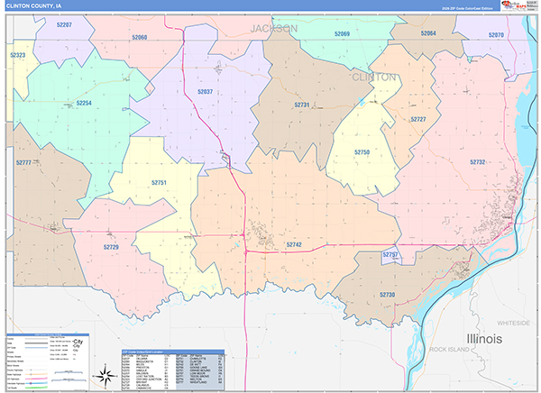 Clinton County, IA Zip Code Map