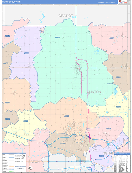 Clinton County, MI Wall Map