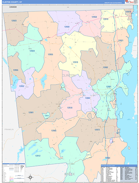 Clinton County, NY Wall Map