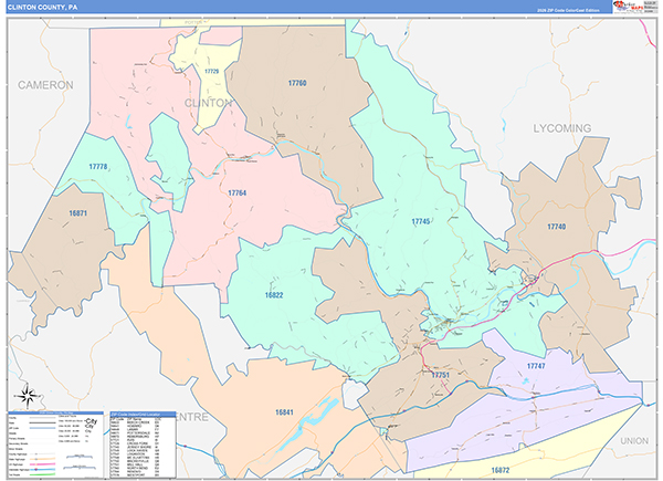 Clinton County, PA Zip Code Map