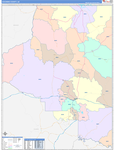 Coconino County, AZ Zip Code Map