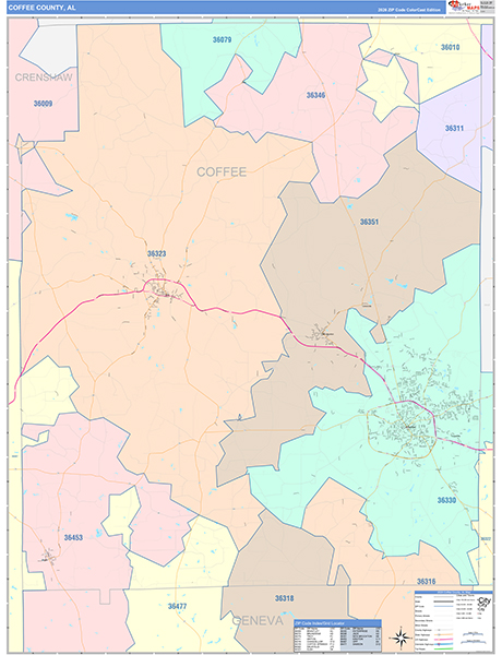 Coffee County, AL Zip Code Map