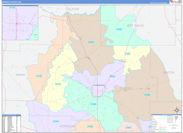 Coffee County, GA Zip Code Map