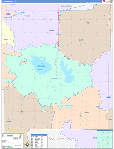 Coffey County, KS Wall Map