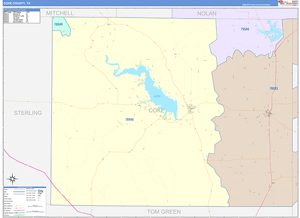Coke County, TX Zip Code Map