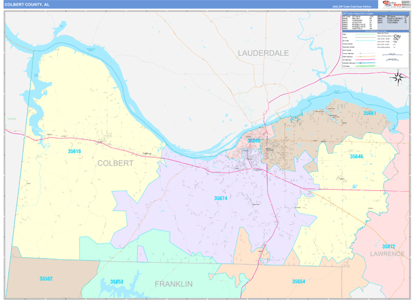 Colbert County, AL Zip Code Map