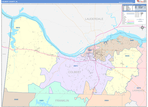 Colbert County, AL Zip Code Map