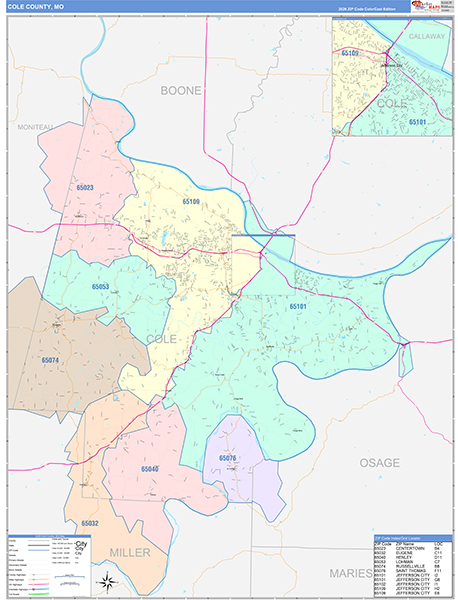 Cole County, MO Zip Code Map