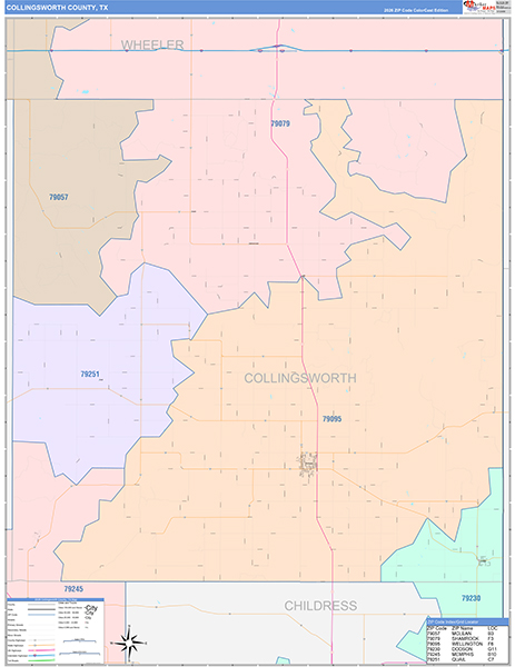 Collingsworth County, TX Zip Code Map