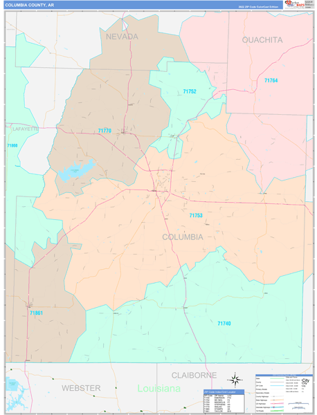 Columbia County Digital Map Color Cast Style