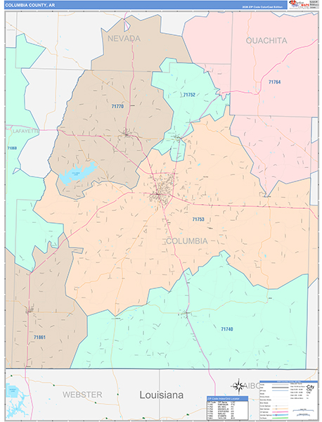 Columbia County, AR Zip Code Map