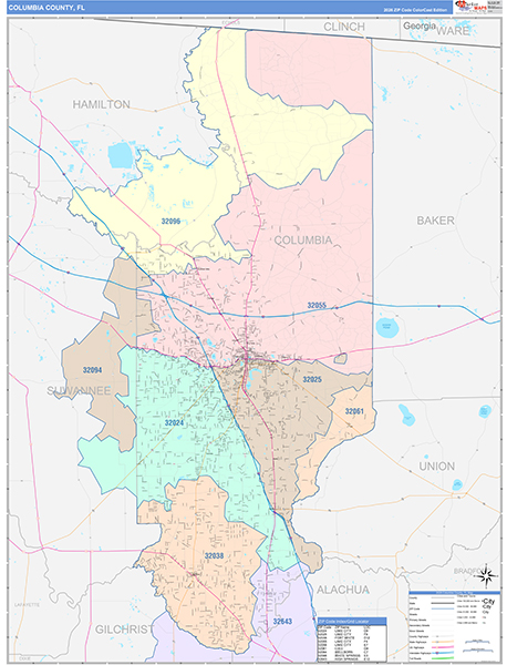 Columbia County, FL Zip Code Map
