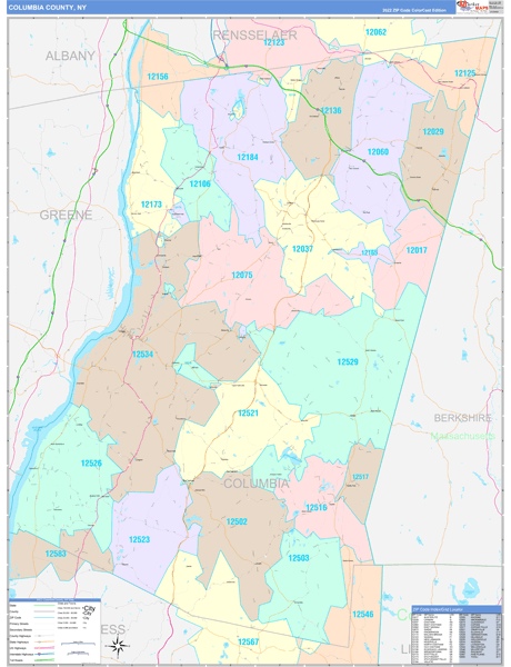 Columbia County Wall Map Color Cast Style