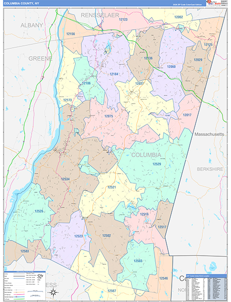 Columbia County, NY Zip Code Map