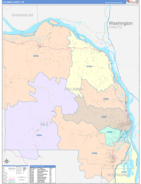 Columbia County, OR Zip Code Map