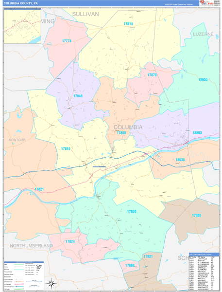 Columbia County, PA Wall Map