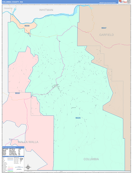 Columbia County, WA Wall Map