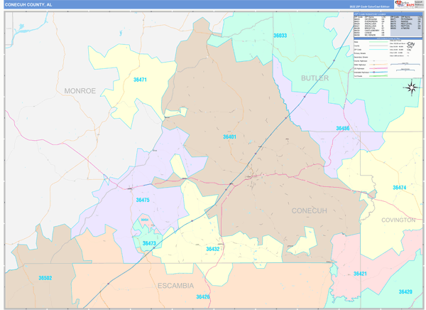 Conecuh County Digital Map Color Cast Style