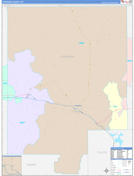 Converse County, WY Wall Map