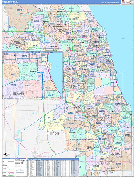 Cook County, IL Zip Code Map