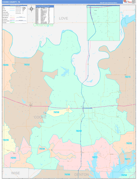 Cooke County, TX Wall Map