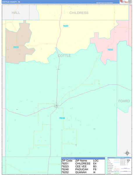 Cottle County, TX Wall Map