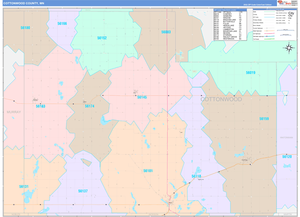 Cottonwood County, MN Zip Code Map