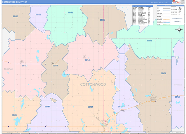 Cottonwood County, MN Zip Code Map
