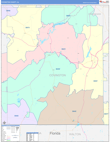 Covington County, AL Zip Code Map