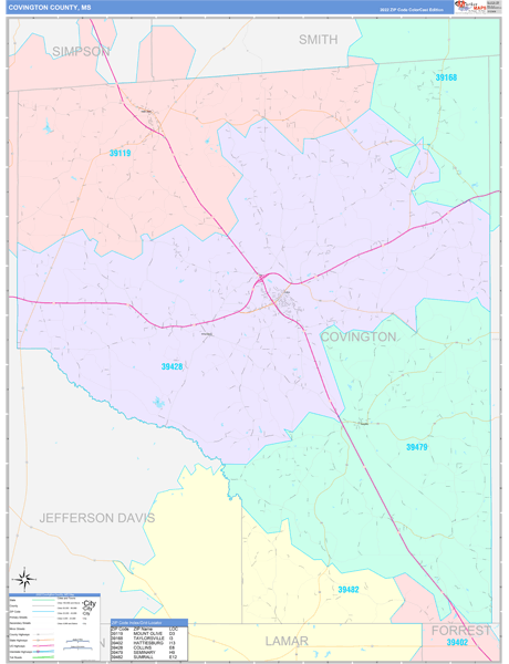 Covington County, MS Wall Map