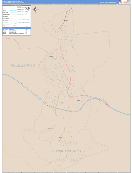 Covington County, VA Wall Map