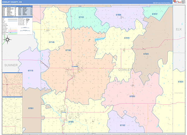 Cowley County, KS Zip Code Map