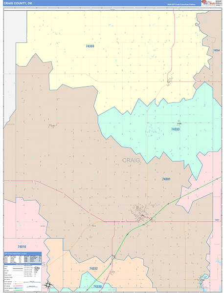 Craig County, OK Wall Map