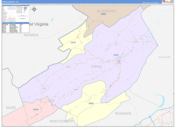 Craig County, VA Zip Code Map