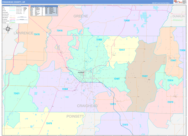 Craighead County, AR Wall Map