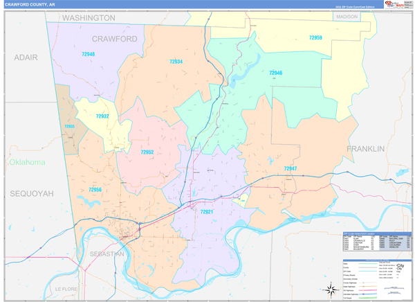 Crawford County, AR Zip Code Map