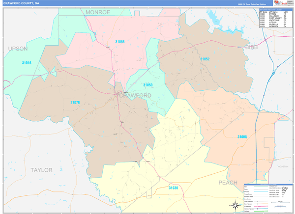 Crawford County, GA Wall Map