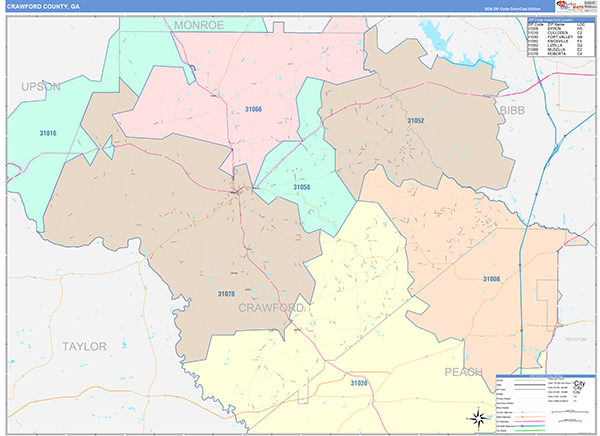 Crawford County, GA Zip Code Map