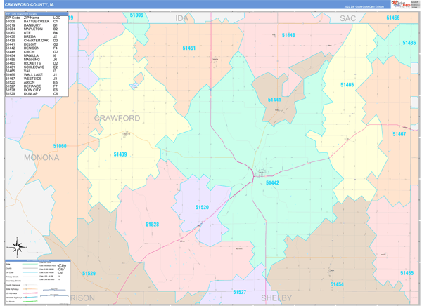 Crawford County, IA Wall Map